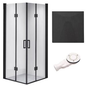 BPS-koupelny Čtvercový sprchový kout HYD-SK05B 90x90 černá/transparent + vanička HYD-SSV-RIKO černá