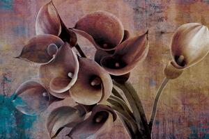 DIMEX | Vliesová fototapeta Abstrakt květiny II. MS-5-0360 | 375 x 250 cm| modrá, hnědá, vícebarevná
