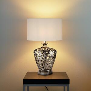 Searchlight Stolní lampa Network Large oválné stínidlo textil, Chrom / stříbro, Obývací pokoj / jídelna, kov, Moderní