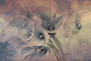 DIMEX | Vliesová fototapeta Abstrakt květiny I. MS-5-0359 | 375 x 250 cm| béžová, modrá, vícebarevná