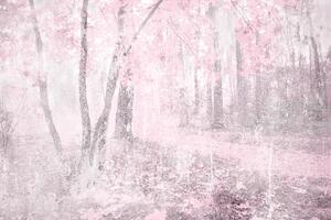 DIMEX | Vliesová fototapeta Abstrakt růžový les MS-5-0364 | 375 x 250 cm| růžová