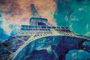 DIMEX | Vliesová fototapeta Abstrakt Eiffelova věž I. MS-5-0375 | 375 x 250 cm| modrá, zelená, vícebarevná