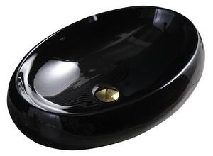 BPS-koupelny Keramické umyvadlo na desku HYD-CI-BL-600 60x40,5 cm, černé