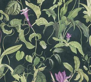 A.S. Création | Vliesová tapeta na zeď Michalsky 4 37988-4 | 0,53 x 10,05 m | zelená, fialová, černá