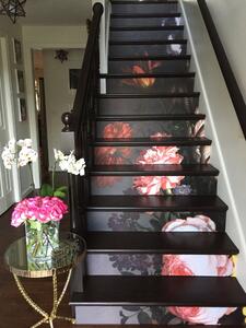 Samolepky na schody Elegantní vinobraní květiny
