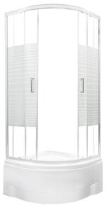 Novoterm Čtvrtkruhový sprchový kout NV-Madera 80x80 chrom/potisk + vanička vysoká