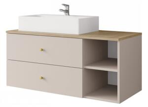 Koupelnová skříňka pod umyvadlo Kiegi, Barva: bilé drážky / bilá matná + mramor bianco, Sifon k umyvadlu: ne, Umyvadlo: ne 5903211318504
