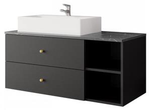 Koupelnová skříňka pod umyvadlo Kiegi, Barva: bilé drážky / bilá matná + mramor bianco, Sifon k umyvadlu: ne, Umyvadlo: ne 5903211318504
