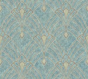 Vliesová tapeta na zeď Mata Hari 38094-2 | 0,53 x 10,05 m | modrá, zlatá | A.S. Création