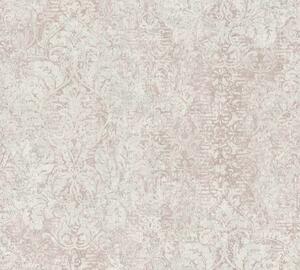 Vliesová tapeta na zeď Mata Hari 38093-3 | 0,53 x 10,05 m | bílá, růžová, metalická | A.S. Création