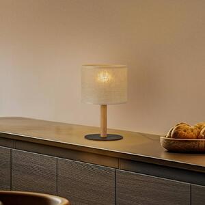 Stolní lampa Deva Nature, textil, dřevo