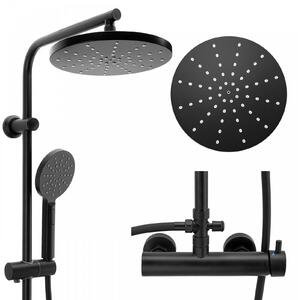 Erga Dubaj, sprchový set s baterií a hlavovou sprchou 23 cm, černá matná, ERG-YKA-BP.DUBAJ23-BLK