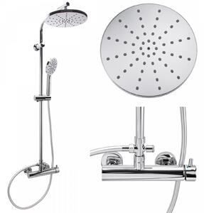 Erga Dubaj, sprchový set s baterií a hlavovou sprchou 23 cm, chromová, ERG-YKA-BP.DUBAJ23-CHR