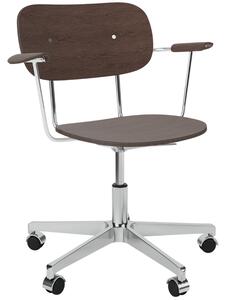 Audo CPH Hnědo-stříbrná dubová otočná židle AUDO CO s područkami