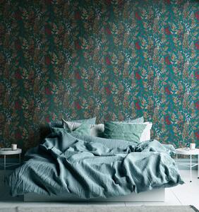 A.S. Création | Vliesová tapeta na zeď AP Floral Impression 37751-5 | 0,53 x 10,05 m | zelená, vícebarevná, modrá