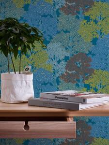 A.S. Création | Vliesová tapeta na zeď AP Floral Impression 37753-1 | 0,53 x 10,05 m | vícebarevná, modrá, žlutá