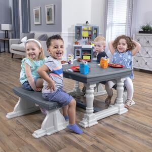 STEP2 Dětský stůl se 2 lavicemi - šedý