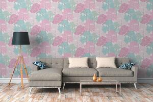 A.S. Création | Vliesová tapeta na zeď AP Floral Impression 37753-5 | 0,53 x 10,05 m | modrá, bílá, růžová