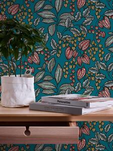 A.S. Création | Vliesová tapeta na zeď AP Floral Impression 37754-2 | 0,53 x 10,05 m | zelená, vícebarevná, modrá, černá