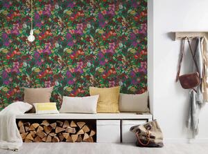 A.S. Création | Vliesová tapeta na zeď AP Floral Impression 37756-1 | 0,53 x 10,05 m | zelená, vícebarevná, červená, černá