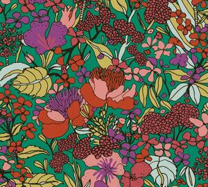 A.S. Création | Vliesová tapeta na zeď AP Floral Impression 37756-1 | 0,53 x 10,05 m | zelená, vícebarevná, červená, černá