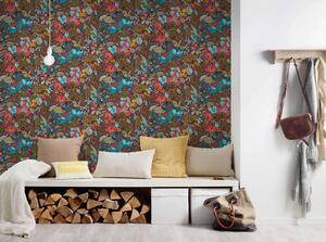 A.S. Création | Vliesová tapeta na zeď AP Floral Impression 37756-3 | 0,53 x 10,05 m | vícebarevná, modrá, červená, černá