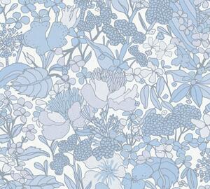 Vliesová tapeta na zeď Ap Floral Impression 37756-6 | 0,53 x 10,05 m | modrá, bílá | A.S. Création