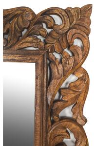 Zrcadlo v rámu z mangového dřeva, ručně vyřezávané, přírodní úprava, 90x3x150cm (8B)
