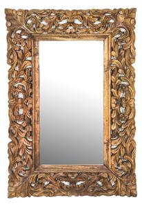 Zrcadlo ve vyřezávaném rámu, přírodní úprava, mango, 60x3x90cm (AC)