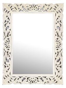 Zrcadlo ve vyřezávaném rámu, bílá patina, mango, 90x3x120cm (NB)