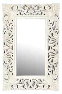 Zrcadlo ve vyřezávaném rámu, bílá patina, mango, 60x3x90cm