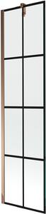 MEXEN - Next zástěna vanová, 1-křídlo, 50 x 150 cm - černá/vzor - pevná - růžově zlatá - 895-050-000-00-77-60