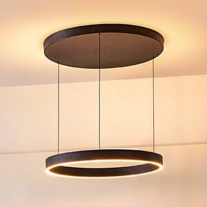Lucande Závěsné svítidlo LED Philine, Ø 60 cm, černá barva, železo, stmívatelný, Černá, Obývací pokoj / jídelna, Moderní