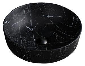 BPS-koupelny Keramické umyvadlo na desku HYD-FO-MTB-MAR5-415 ⌀ 41,5 cm, černý mramor