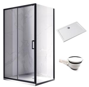 BPS-koupelny Obdélníkový sprchový kout HYD-OK104C 120x90 černá/transparent + vanička HYD-OSV-ST04C bílá