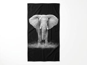Rychleschnoucí XXL plážová osuška ELEPHOS černo-šedá 150 x 210 cm, 100% mikrovlákno
