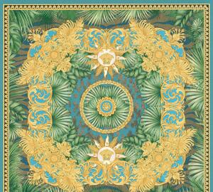 A.S. Création | Vliesová tapeta na zeď VERSACE na zeď 38703-2 | 0,70 x 10,05 m | zelená, modrá, zlatá