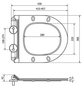 MEXEN - WC prkénko se zpomalovacím mechanismem, Slim, duroplast - bílá - 39010100