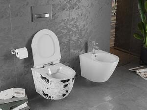Mexen LENA Rimless, závěsná WC mísa se sedátkem pomalu-padajícím SLIM, 48 x 36 cm, gazeta, 30224099