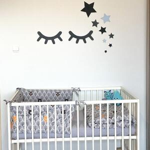 Dřevěná dekorace na zeď - hvězdičky a spící očka - modrá