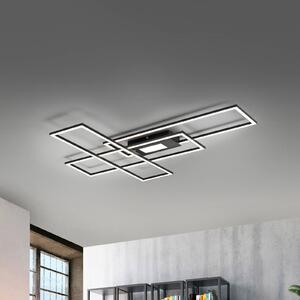 JUST LIGHT. GmbH LED stropní svítidlo Asmin, černé, 98,9x69,4cm, stmívatelný, Černá, Obývací pokoj / jídelna, Hliník, Moderní, Stropní svítidlo
