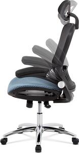 Kancelářská židle, synchronní mech., modrá MESH, kovový kříž Mdum