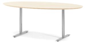 AJ Produkty Jednací stůl SELMA, oválný, 1900x1000 mm, HPL, bříza, hliníkový lak