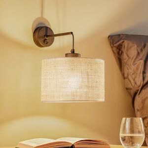 TK Lighting Nástěnné světlo Juta, jednoplamenné, stmívatelný, Obývací pokoj / jídelna, Textil / tkanina / hedvábí
