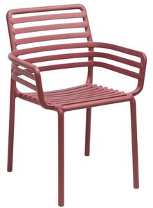 Červená plastová zahradní židle Nardi Doga s područkami
