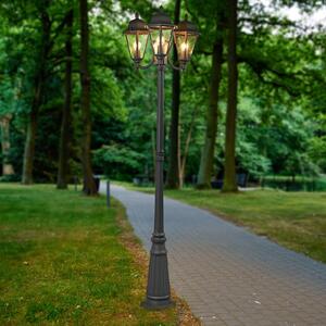 Lindby Venkovní světlo Edana, 212 cm, 3ramenné, antracitová, E27, IP44, Černá, Hliník, Moderní