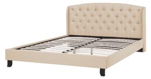 Čalouněná béžová postel 140 x 200 cm BORDEAUX