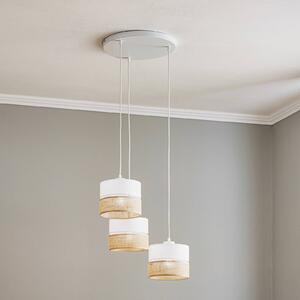 TK Lighting Závěsné světlo Linobianco, kulaté, tříramenné, stmívatelný, Bílá / opál, Obývací pokoj / jídelna, Textil / tkanina / hedvábí, Moderní