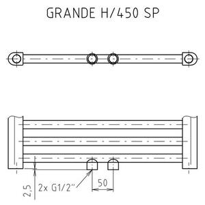 EBS GRANDE G45133RBSP Radiátor kombinovaný, 45x133cm, černý samet