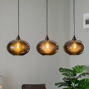 Opviq Závěsné svítidlo Smoked 052 3-light lineární sklo Ø27cm, stmívatelný, Hliník / šedá / zinek, Obývací pokoj / jídelna, Sklo, Moderní